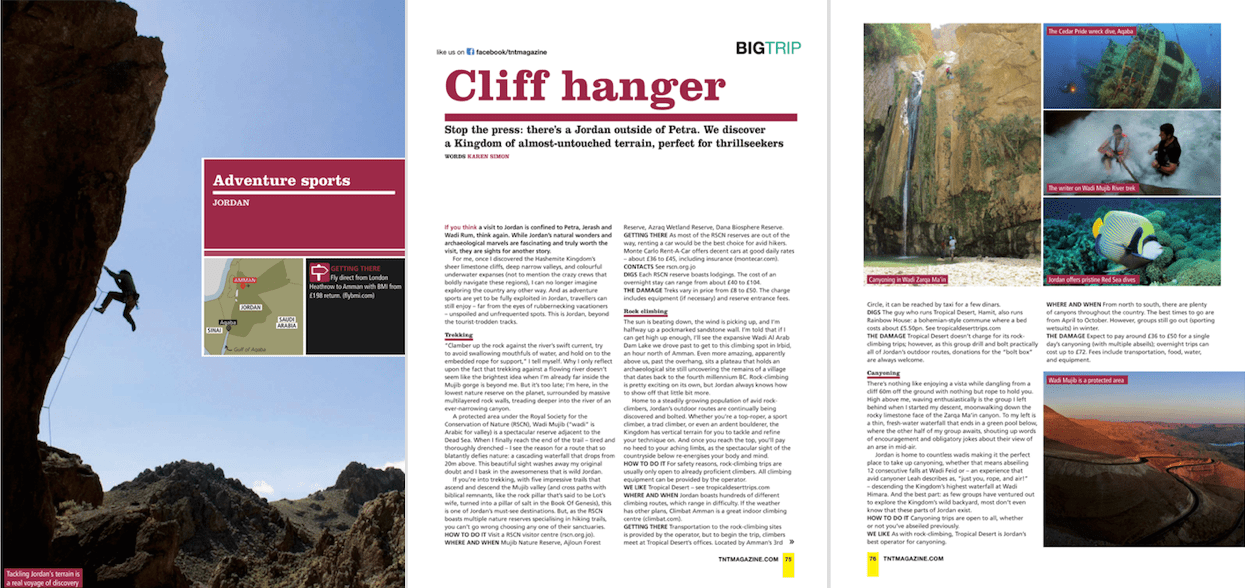 Adventure Sports in Jordan for TNT